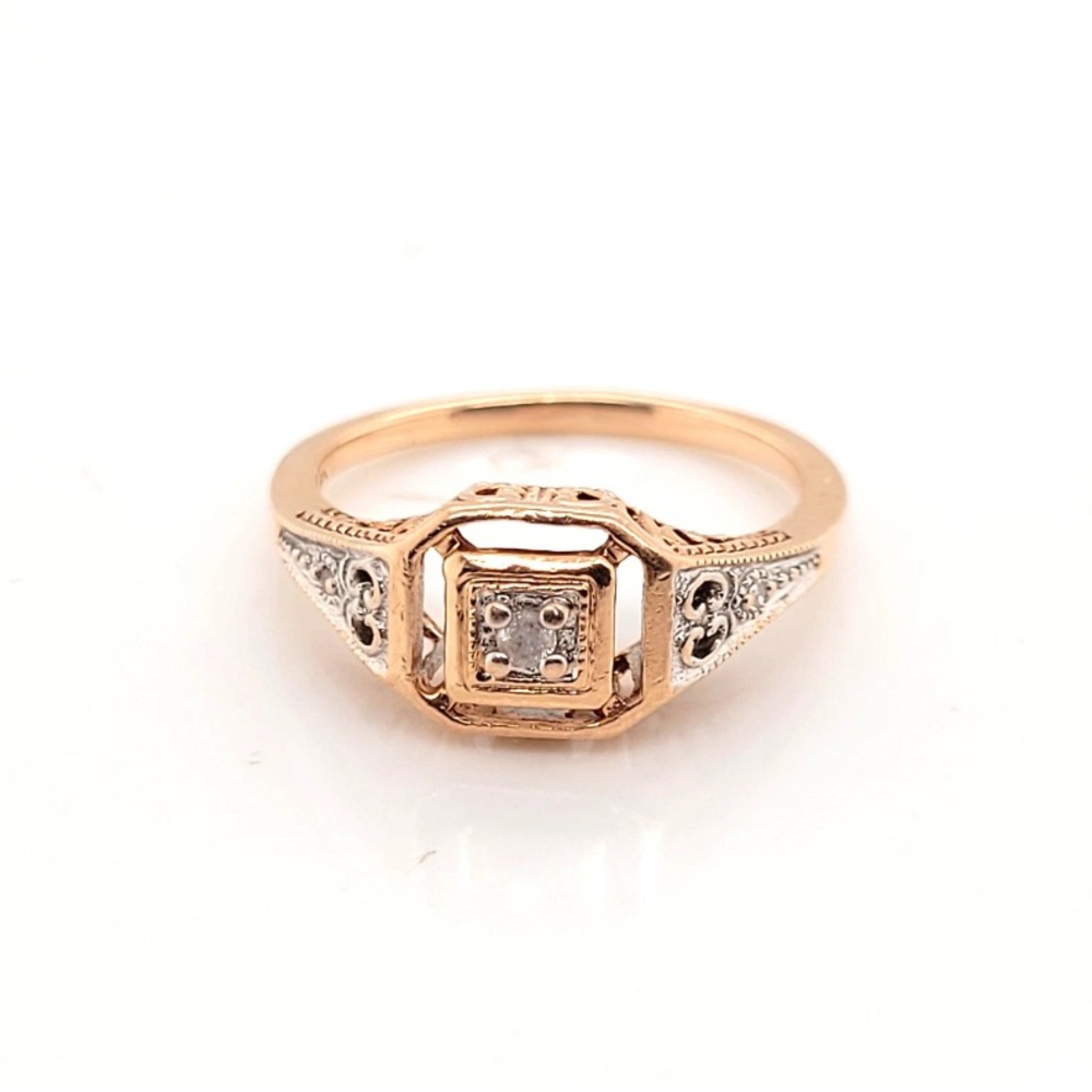 Estate $300 10K Rose Gold Diamond Ring